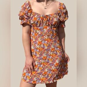 Faithfull The Brand mini dress in Orange & Purple